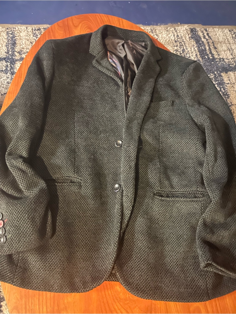 Men's Textured Dark Green Blazer Jacket